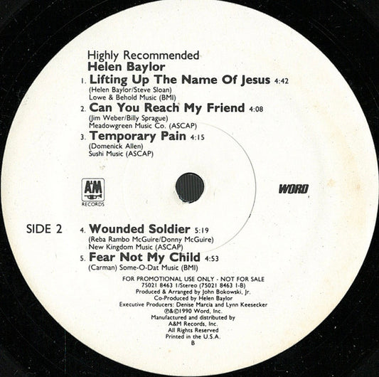 Helen Baylor : Highly Recommended (LP, Album, Promo)