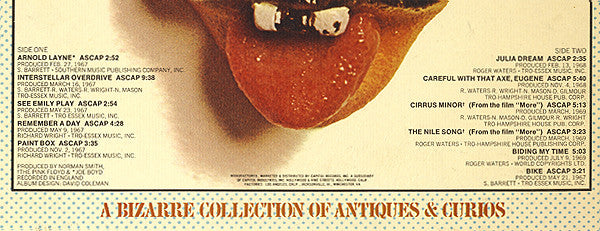 Pink Floyd : Relics - A Bizarre Collection Of Antiques & Curios (LP, Comp, RP, Win)