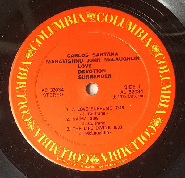 Carlos Santana & John McLaughlin : Love Devotion Surrender (LP, Gat)