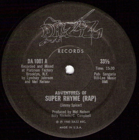 Jimmy Spicer : Adventures Of Super Rhyme (Rap) (12")