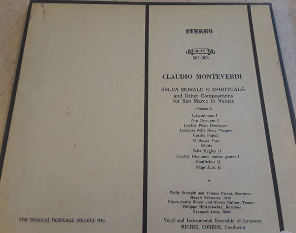 Claudio Monteverdi, Ensemble Vocal De Lausanne And Ensemble Instrumental De Lausanne, Michel Corboz : Selva Morale E Spirituale And Other Compositions For San Marco In Venice (Volume I) (2xLP + Box)