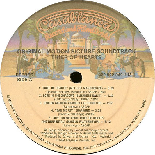 Various : Thief Of Hearts (Original Motion Picture Soundtrack) (LP, Album, 53 )