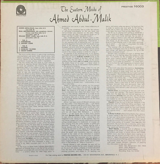 Ahmed Abdul-Malik : The Eastern Moods Of Ahmed Abdul-Malik (LP, Album, Mono, RE)
