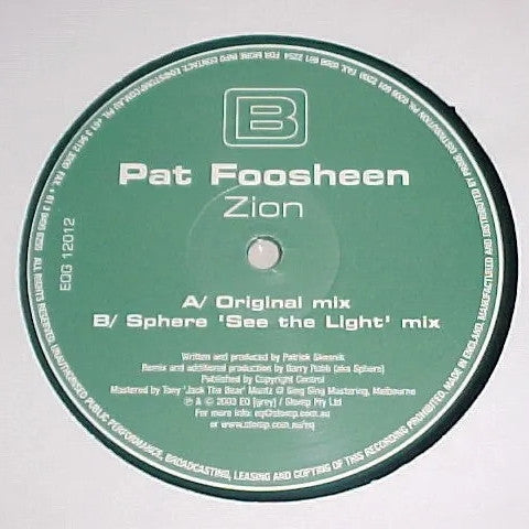 Pat Foosheen : Zion (12")