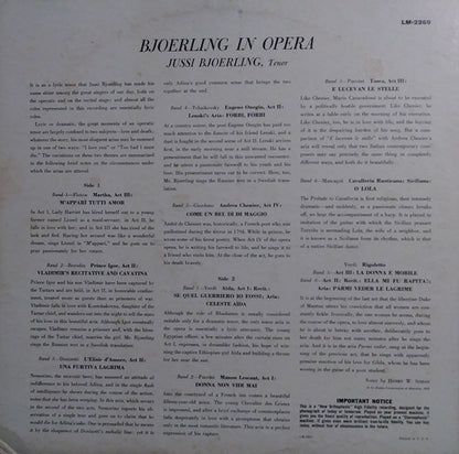 Jussi Björling : In Opera (LP, Mono)