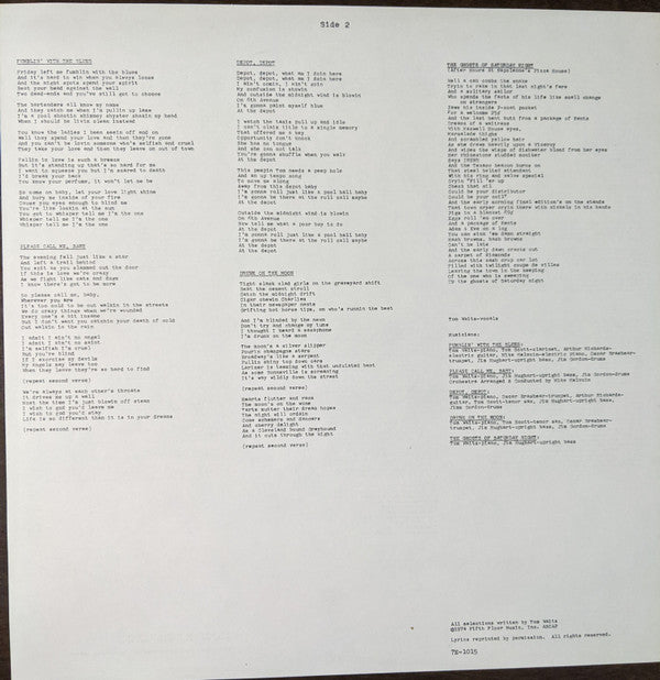Tom Waits : The Heart Of Saturday Night (LP, Album, CP )