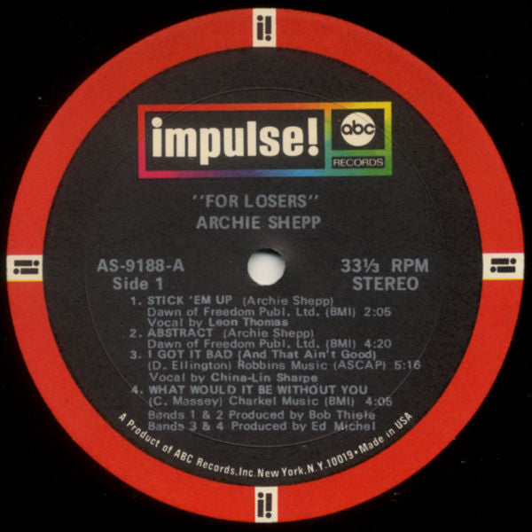 Archie Shepp : For Losers (LP, Album)