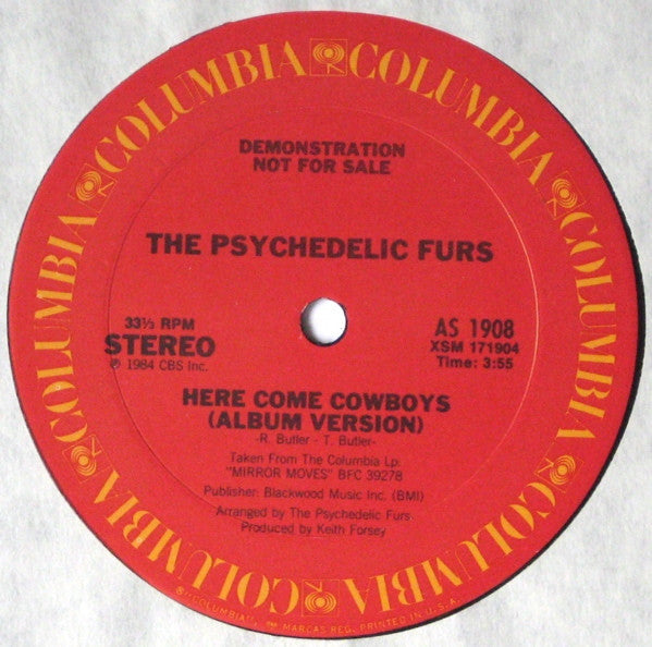 The Psychedelic Furs : Here Come Cowboys (12", Single, Promo)