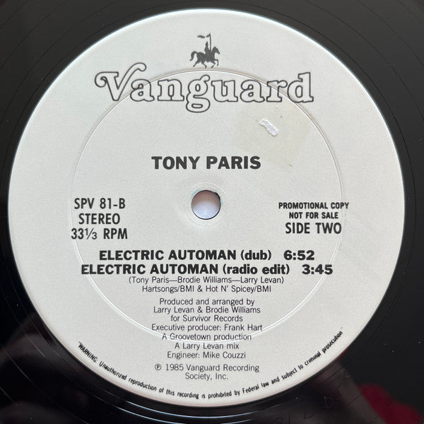 Tony Paris : Electric Automan (12", Promo)