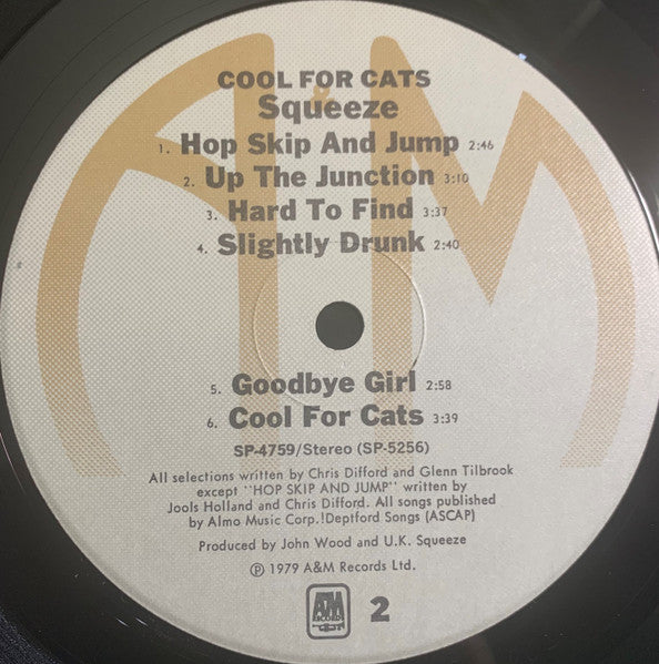 Squeeze (2) : Cool For Cats (LP, Album, Ind)