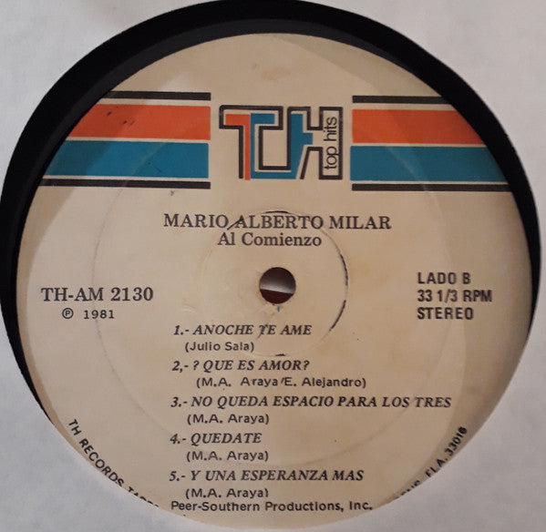 Mario Alberto Milar : Al Comienzo (LP, Album)