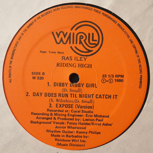 Ras Iley : Riding High (LP, Album)