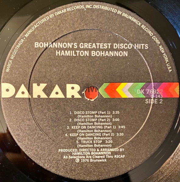 Hamilton Bohannon : Bohannon's Greatest Disco Hits (LP, Comp, PRC)
