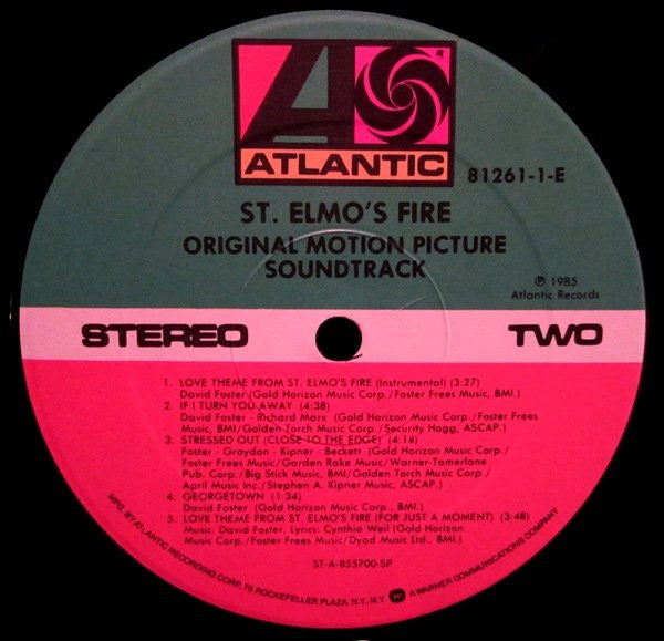 Various : St. Elmo's Fire (Original Motion Picture Soundtrack) (LP, Album, SP )