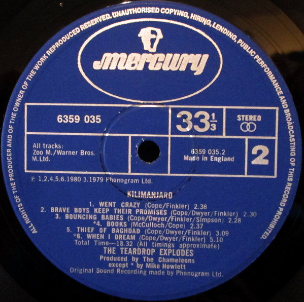 The Teardrop Explodes : Kilimanjaro (LP, Album, RE)