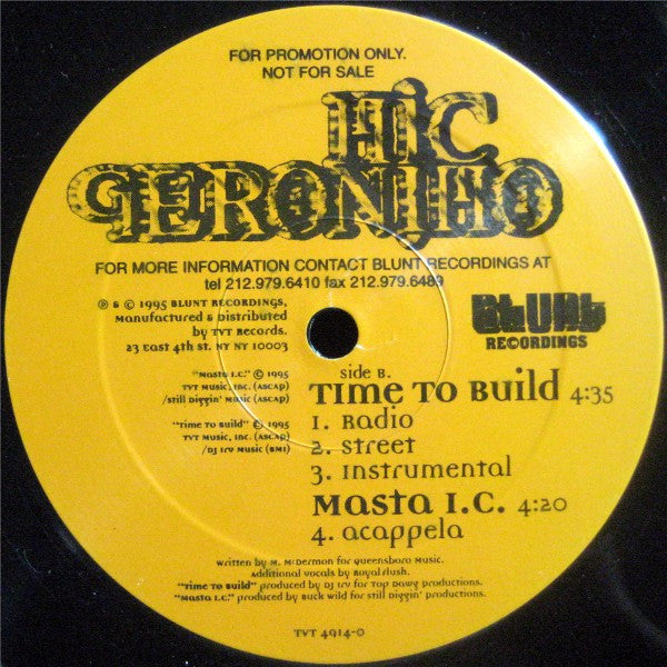 Mic Geronimo : Masta I.C. / Time To Build (12", Promo)