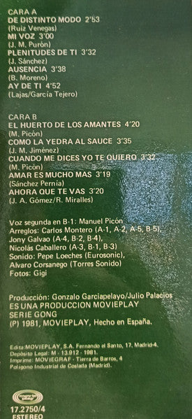 María Jiménez : De Distinto Modo (LP, Album)