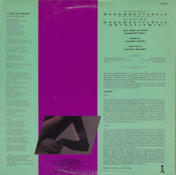 Malcolm McLaren : Madam Butterfly (12", Single, Spe)