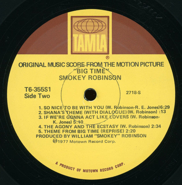 Smokey Robinson : Big Time - Original Music Score From The Motion Picture (LP, Mon)