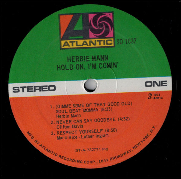 Herbie Mann : Hold On, I'm Comin' (LP, Album, Pre)