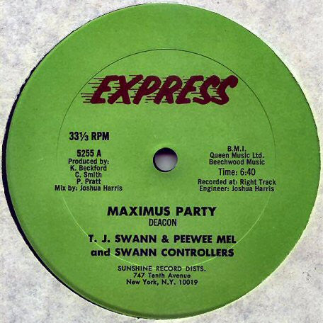 TJ Swann & Peewee Mel And Swann Controllers : Maximus Party (12", Gre)