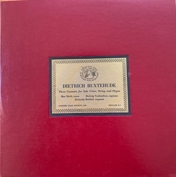 Max Meili, Hedwig Vonlanthen, Helmuth Reichel : Dietrich Buxtehude Three Cantatas For Solo Voice, String And Organ (LP, Ltd, Num)