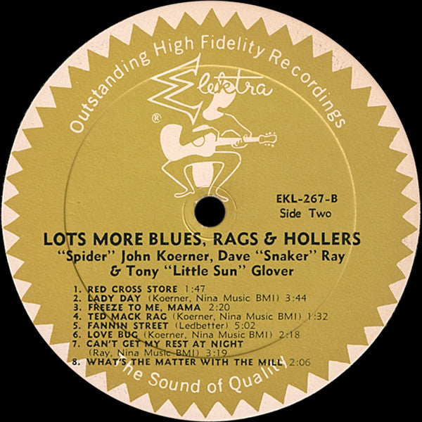 Koerner, Ray & Glover : Lots More Blues, Rags And Hollers (LP, Album, Mono)