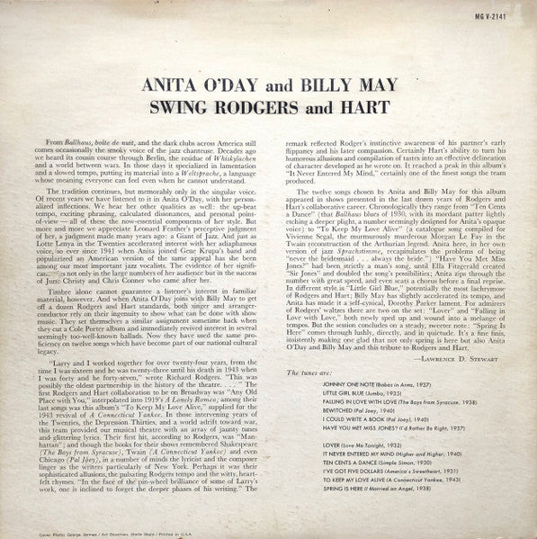 Anita O'Day And Billy May : Swing Rodgers And Hart (LP, Album, Mono)