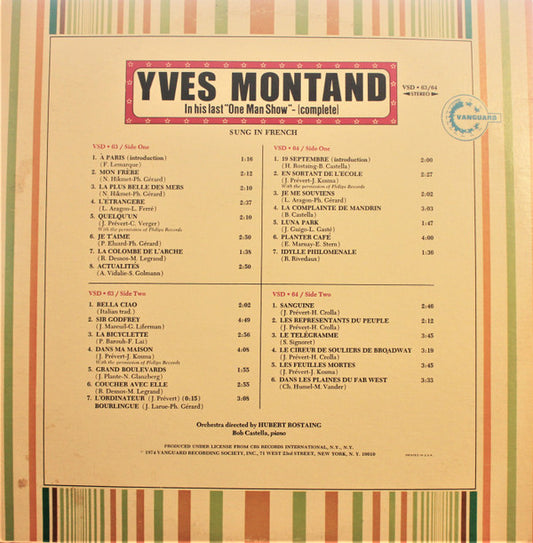 Yves Montand : In His Last "One Man Show" - (Complete) (2xLP)