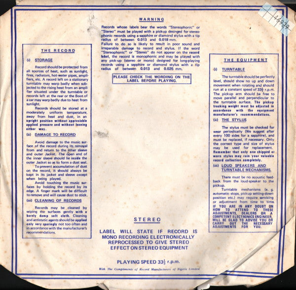 King Sunny Ade And The New African Beats : Wait For Me (LP, Album)