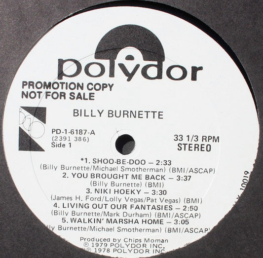 Billy Burnette : Billy Burnette (LP, Album, Promo)