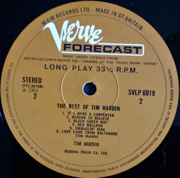 Tim Hardin : The Best Of Tim Hardin (LP, Comp)