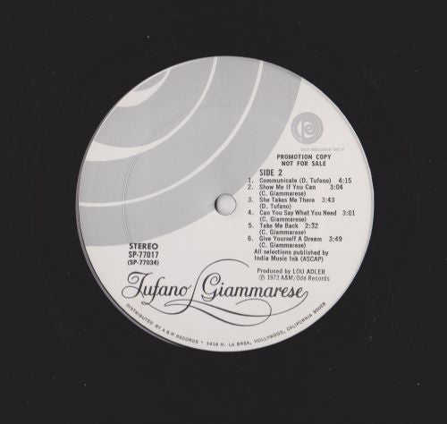 Dennis Tufano - Carl Giammarese : Tufano-Giammarese (LP, Album, Promo, Pit)