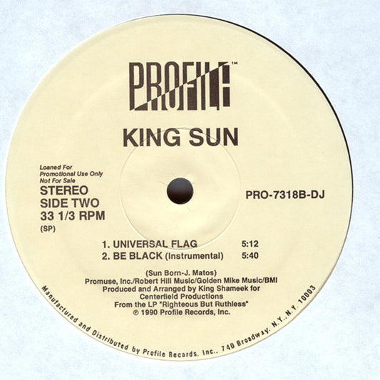 King Sun : Be Black (12", Promo)