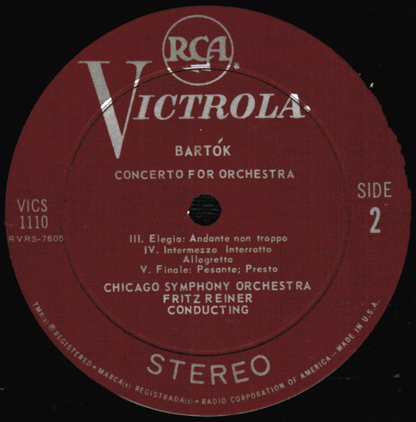 Béla Bartók, Fritz Reiner, Chicago Symphony Orchestra : Concerto For Orchestra (LP, RE)
