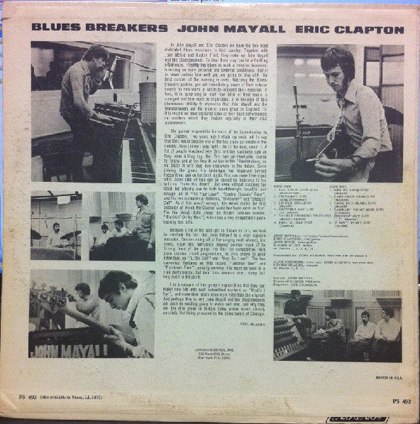 John Mayall With Eric Clapton : Blues Breakers (LP, Album, Glo)