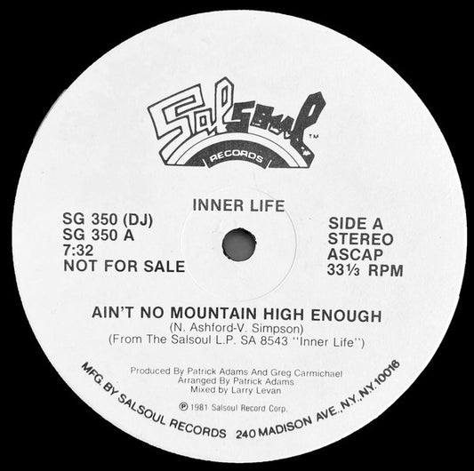 Inner Life : Ain't No Mountain High Enough (12", Promo)