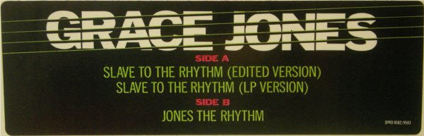 Grace Jones : Slave To The Rhythm / Jones The Rhythm (12", Single, Promo)