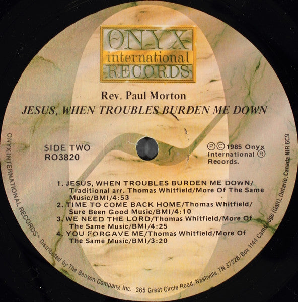 Bishop Paul S. Morton : Jesus, When Troubles Burden Me Down (LP)