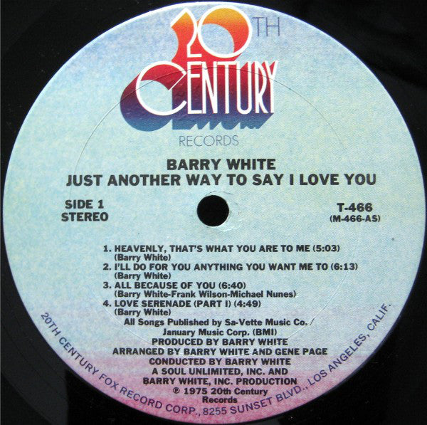 Barry White : Just Another Way To Say I Love You (LP, Album, Ter)