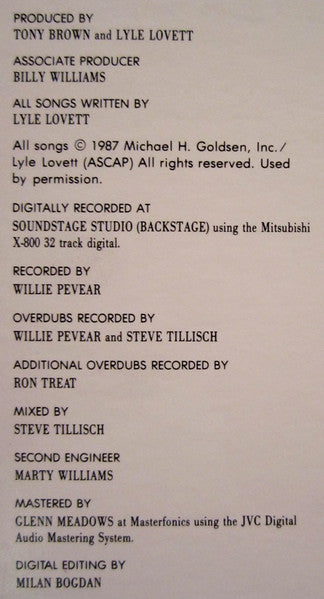 Lyle Lovett : Pontiac (LP, Album, Pin)