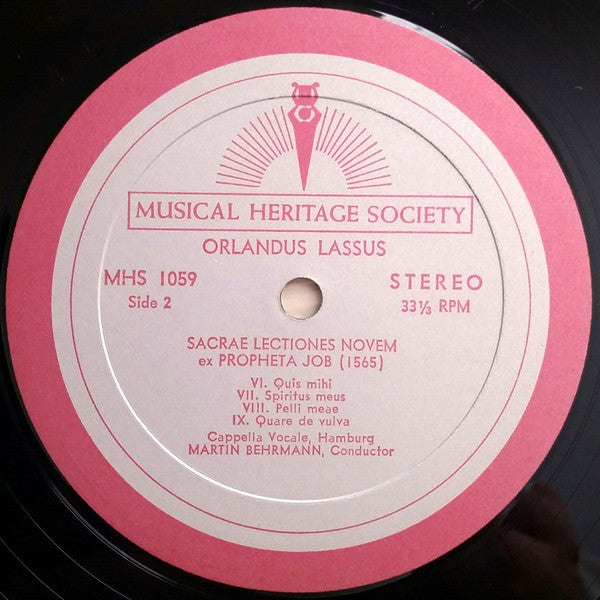 Roland De Lassus : Sacrae Lectiones Novem Ex Propheta Job (1565) (LP, Album)