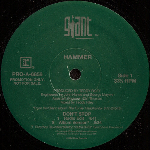 MC Hammer : Don't Stop (12", Promo)