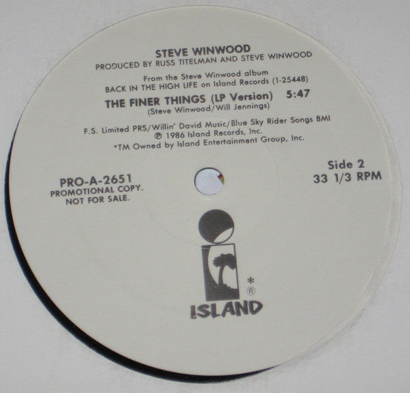Steve Winwood : The Finer Things (12", Promo)