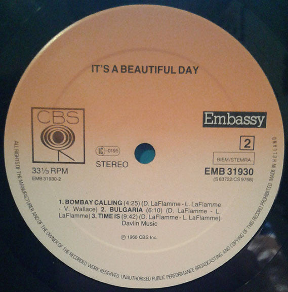 It's A Beautiful Day : It's A Beautiful Day (LP, Album, RE)