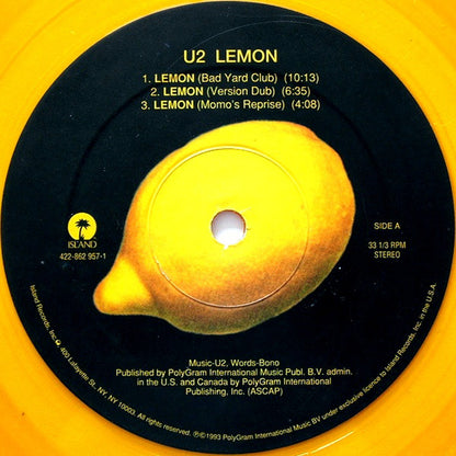 U2 : Lemon (Remixes) (12", Single, Yel)