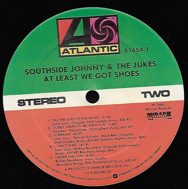 Southside Johnny & The Asbury Jukes : At Least We Got Shoes (LP, Album, SP )