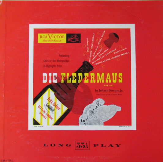 Johann Strauss Jr., Fritz Reiner, RCA Victor Symphony Orchestra, The Robert Shaw Chorale : Highlights from Die Fledermaus "The Bat" (LP, Album, Mono, In )