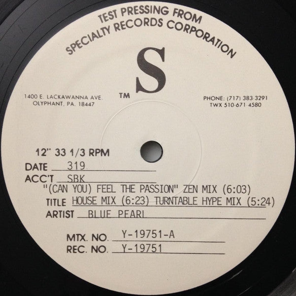 Blue Pearl : (Can You) Feel The Passion (12", TP)