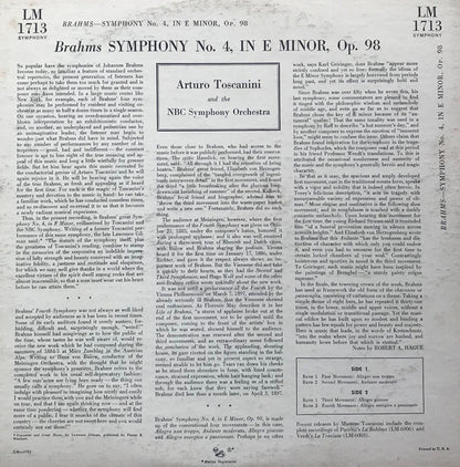 Johannes Brahms - Arturo Toscanini And The NBC Symphony Orchestra : Symphony No. 4 (LP, Album, Mono)